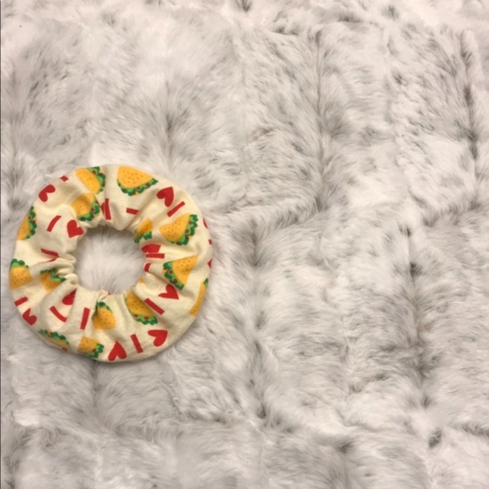 Yellow I Love Taco Soft Hair Scrunchie New‎